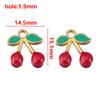 1pc 2pcs Enamel Green Leaf Red Cherry Earrings Charms Stainless Steel Fruit Necklaces Pendant Accessories DIY Jewelry Findings