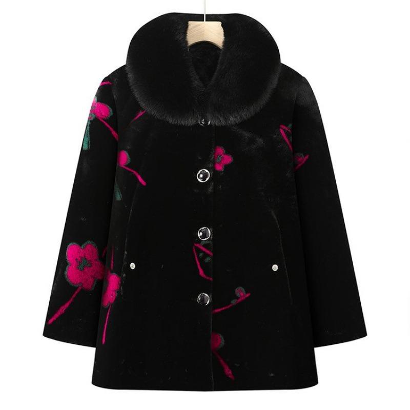 Autumn and Winter Velvet Jacket Wife Long Imitation Fur Large Size Top Women's Thickened Warm Coat