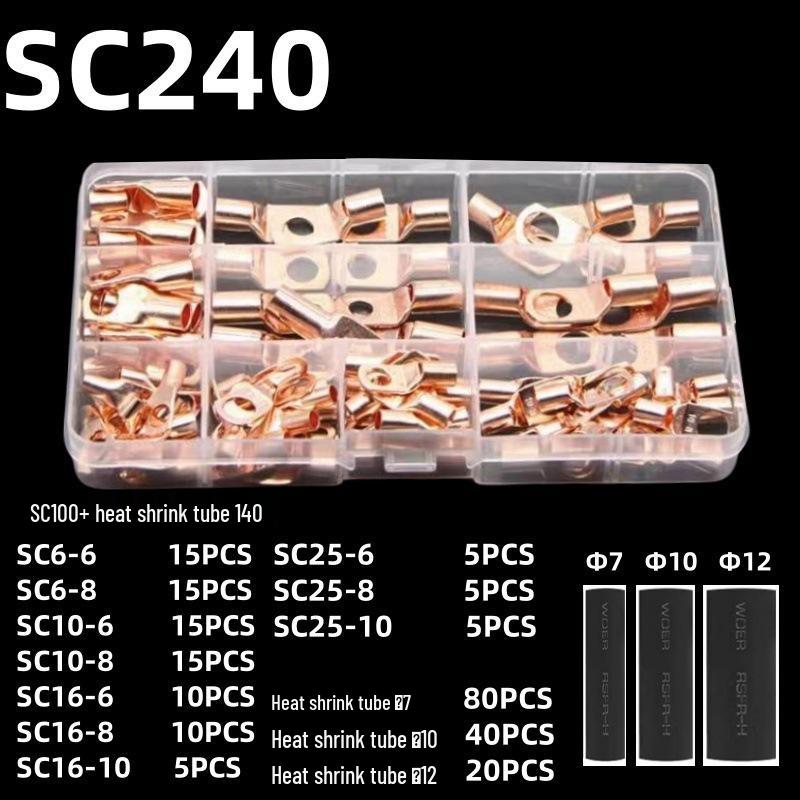 Copper Tube Terminals Set: 80-SC Series, 160-Piece Peep Hole SC6-25 Boxed