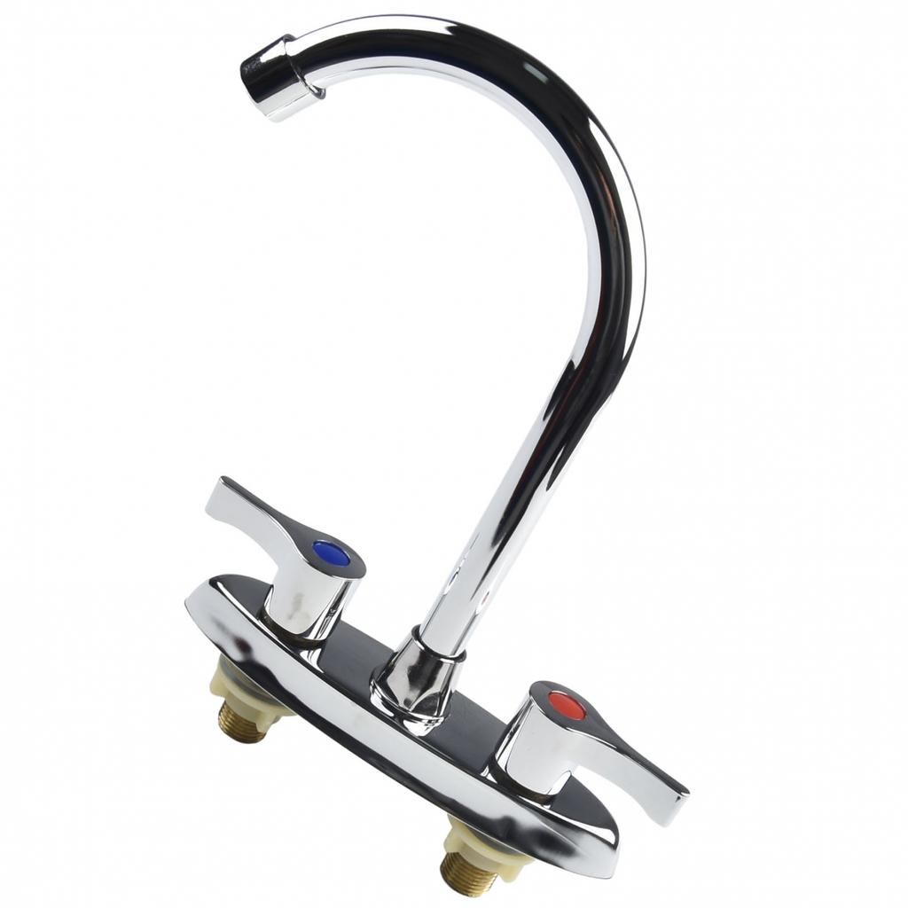Brass Double Hole Handle Kitchen Faucet Suitable For Kitchen Spool Type