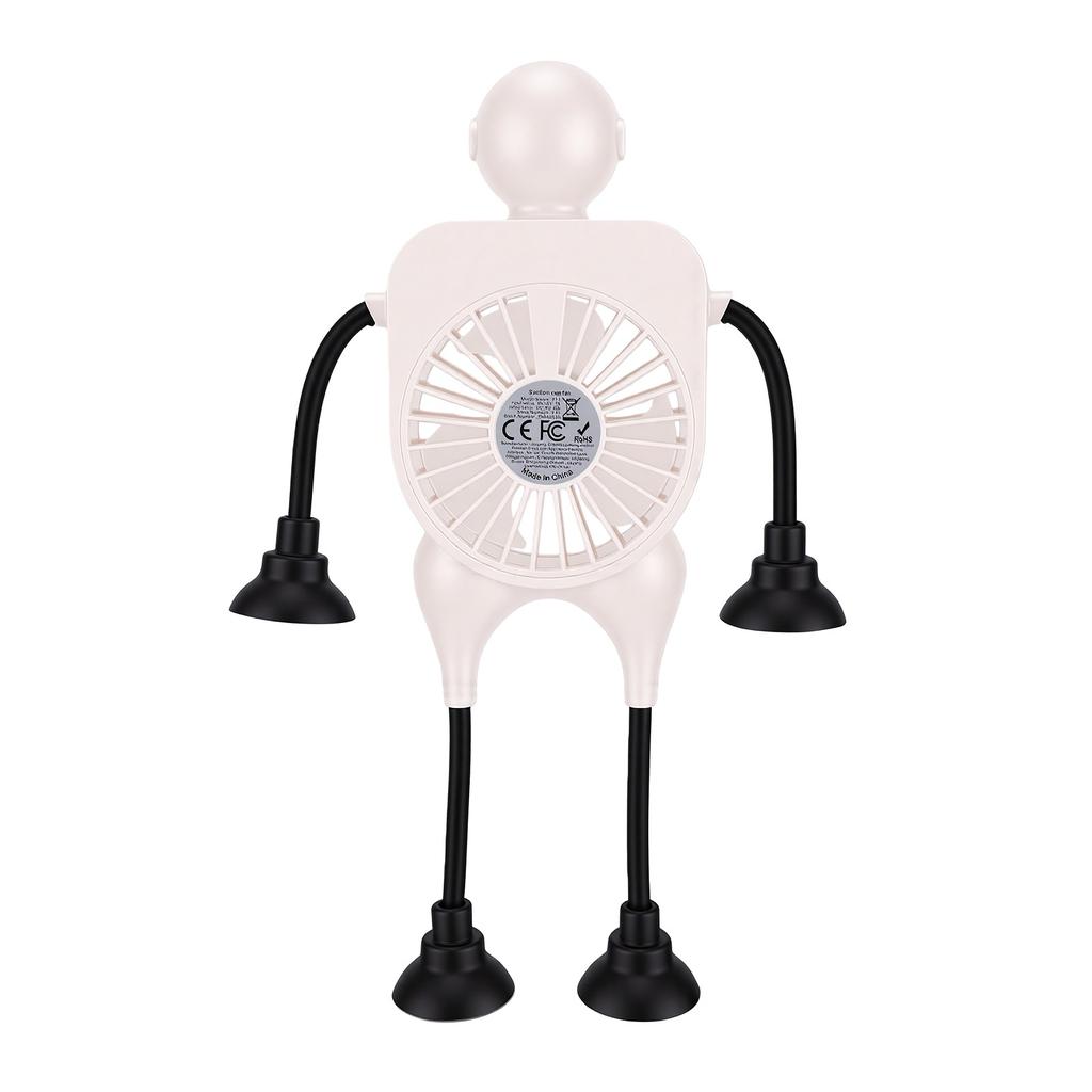 Desk Fan Robot Shape with Suction Cup 100 Speeds Digital Display USB Rechargeable Mini Desk Fan for Bedside Nightstand