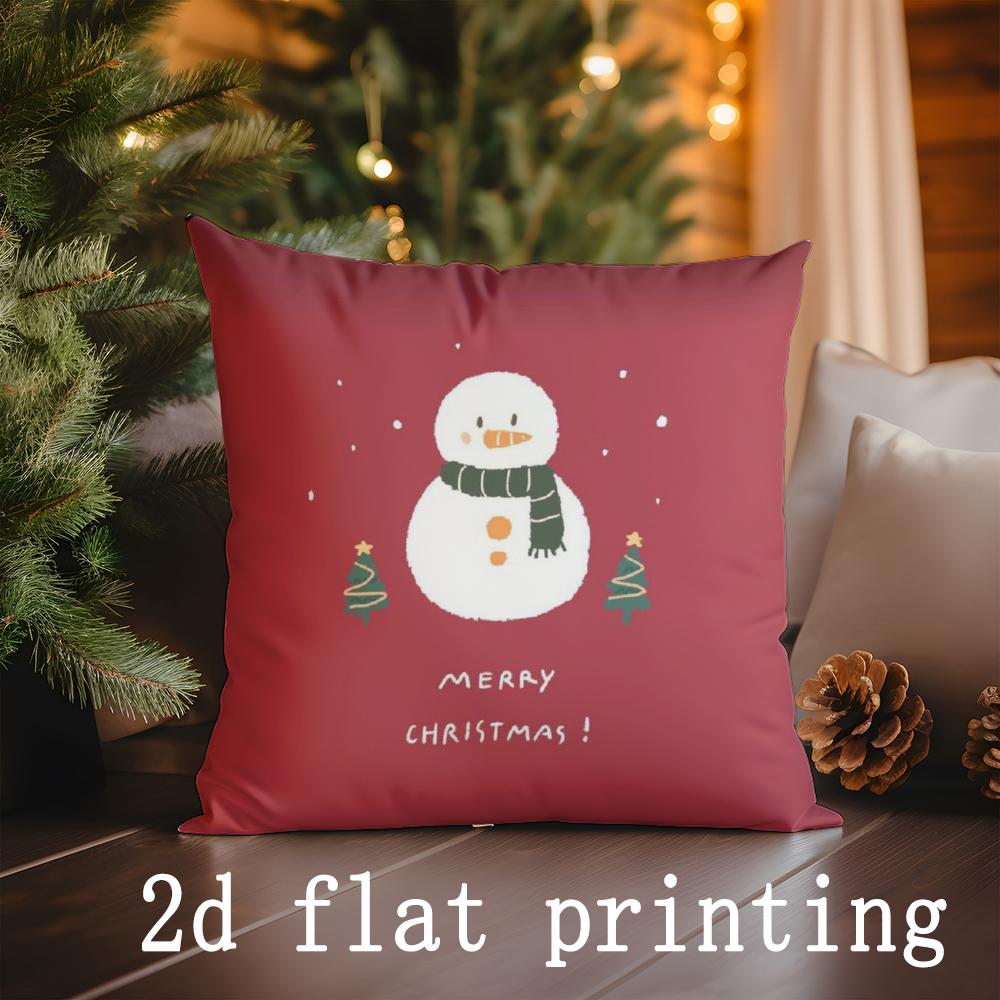 Home Decor Christmas Snowman Pattern Cushion Suitable For Sofa Bedroom Car Pillow Cover Cushion Rectangular Back Cushion