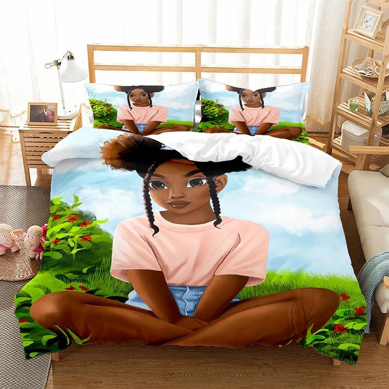 African Girl Bedding Set Fashion Duvet Cover Sets KidsTwin Full Queen King Bedroom Set Home Textile Housse De Couette 200X229