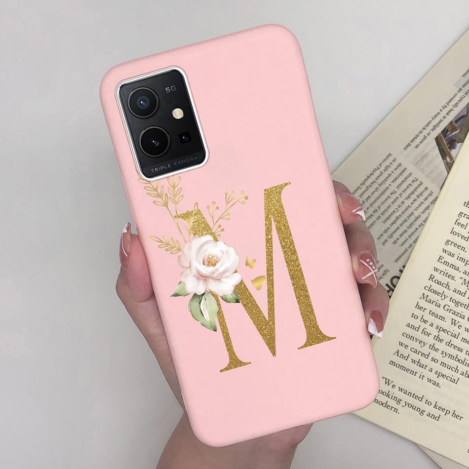 Simple Case For Vivo T1 5G Name 26 Letter Soft Matte Silicone Anti Slip Phone Back Cover For Vivo T 1 VivoT1 Shell Funda Bumper