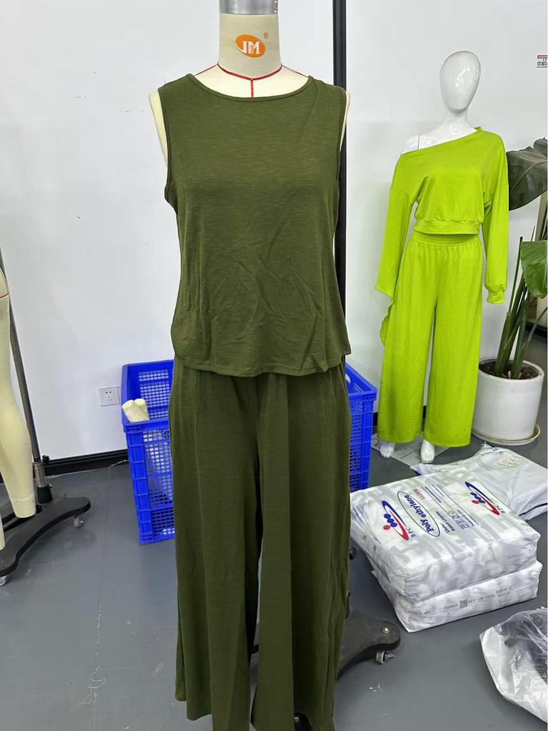 2026 Summer Women's Versatile Cotton Two-Piece Set: Trendy European & American Loose Pullover with Round Neck