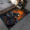 "Motorcycle Design Rug with Fiery Orange Background for Home Decor" Suitable for use as an anti-slip for living room bedroom sofas