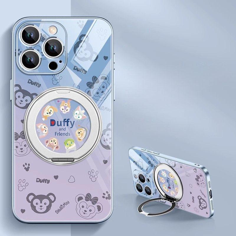 Suitable for Iphone Disney Duffy and Friends MagSafe Magnetic Phone Case with 360 Rotating Stand for IPhone Gift for Girls Cute