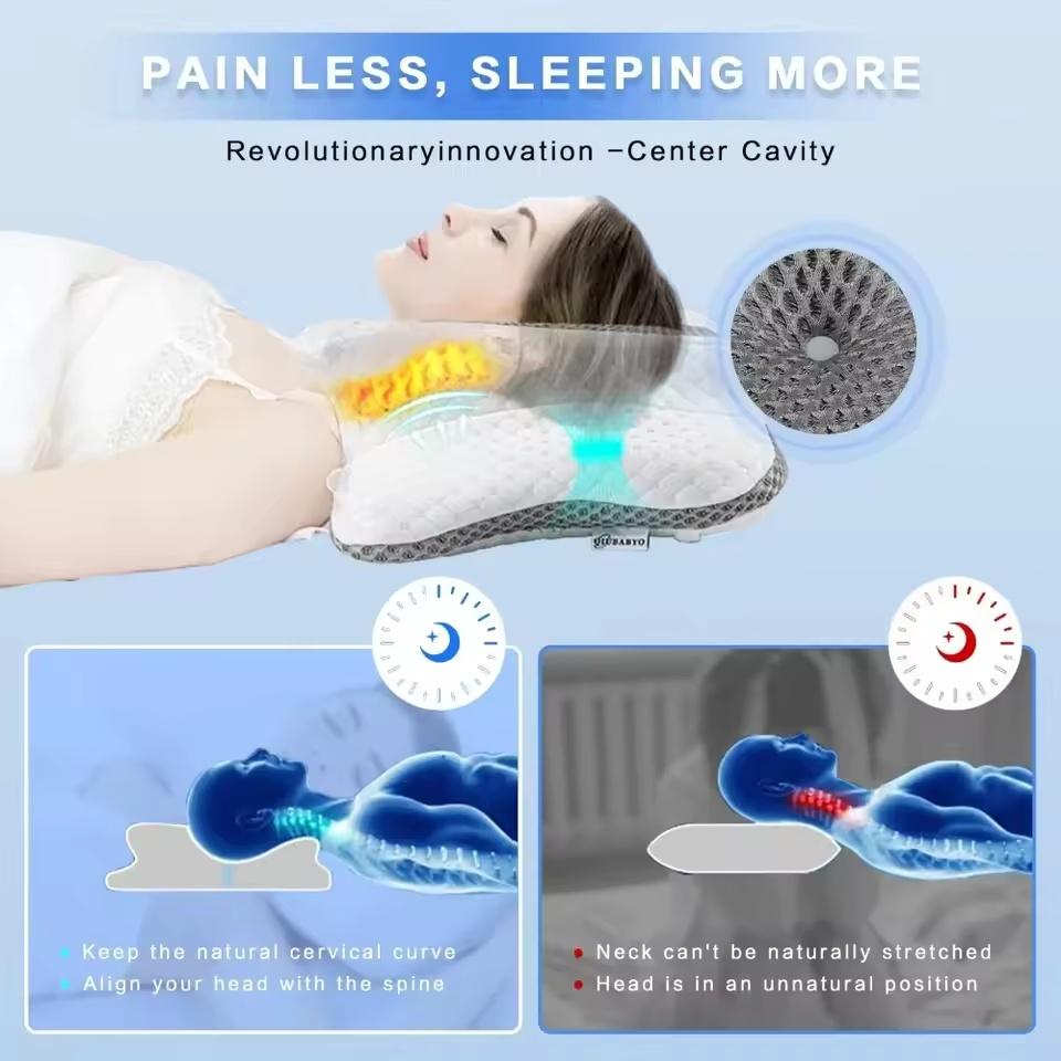 Ergonomic Butterfly Memory Foam Neck Pillow with 3-Point Support for Head Neck & Shoulders Removable Washable Cover for Comfort