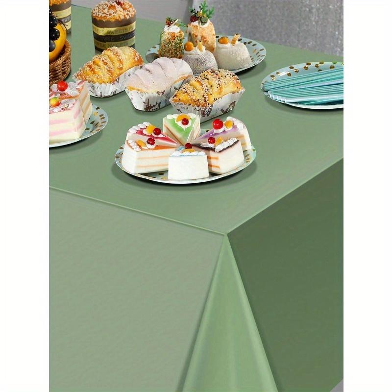 1pc Sage Green Plastic Tablecloths for Rectangle Tables, Light Green Disposable Tablecloth, Waterproof Sage Green Table Cover