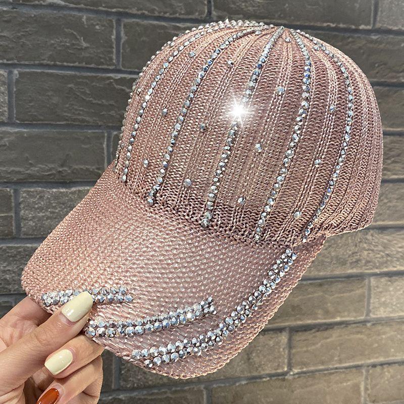 

Летняя большая бейсболка детская кепка с дышащим козырьком кепка со стразами ONE SIZE розовый