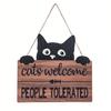 Yousheng Halloween Hanging Door Sign, Cute Cat Hanging Sign, Wooden Front Door Hanger with Hemp Rope for Porch Wall Indoor Home