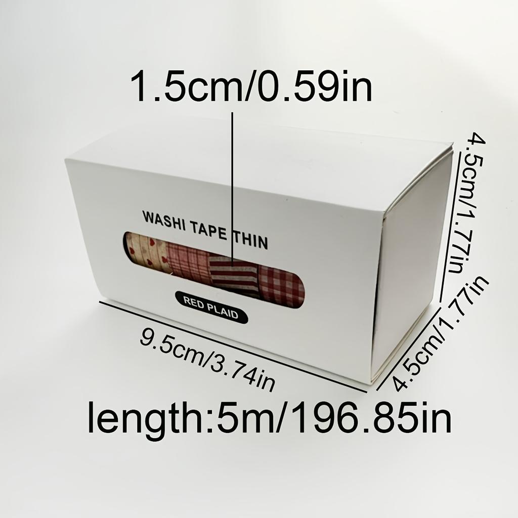 Washi Tape Set, 6 Rolls, Assorted Sizes, Washi Tape for Scrapbooking, Arts, Crafts, Journals and Planners, Checked Design