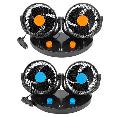 Dual Head USB Car Air Circulation Cooler 2 Wind Speed Electric Car Fan Adjustable Angle Auto Ventilation Fan Auto Accessories