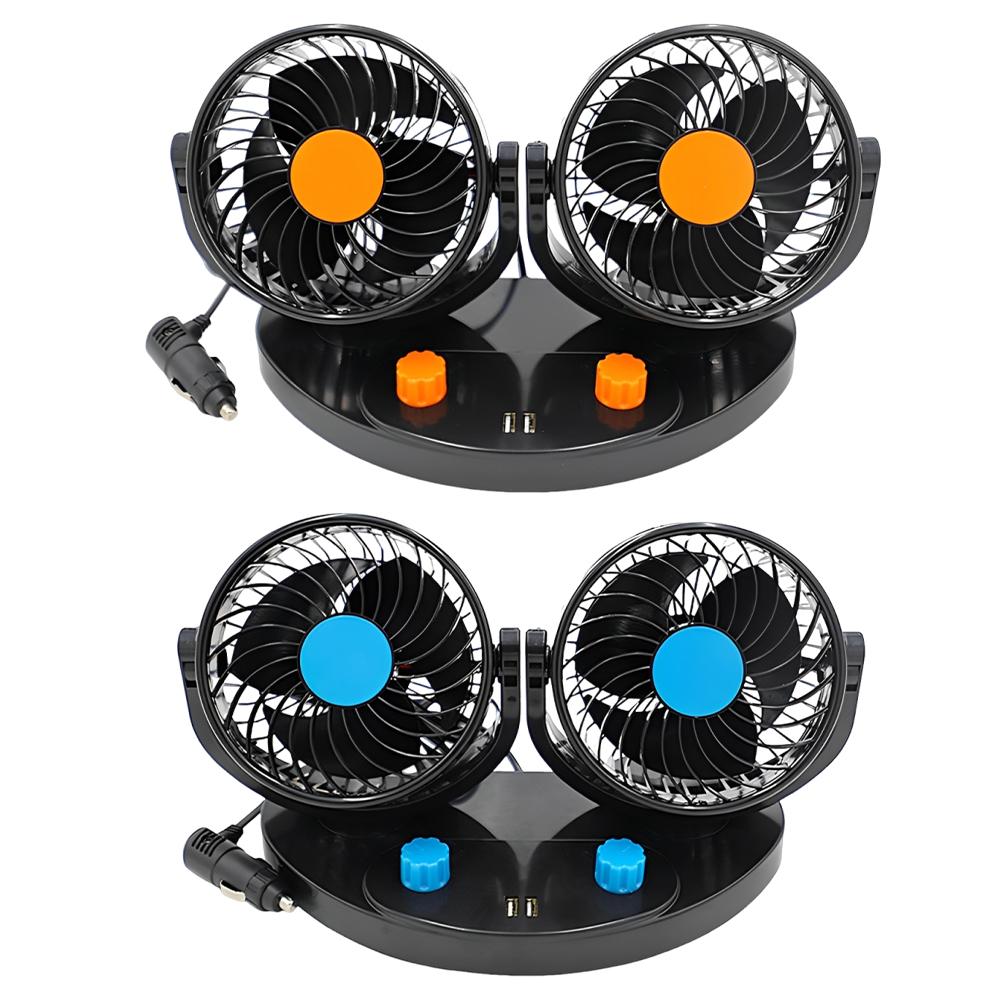 Dual Head USB Car Cooling Fan 2 Wind Speed Car Central Control Screen Fan Adjustable Angle Electric Car Fan Auto Accessories