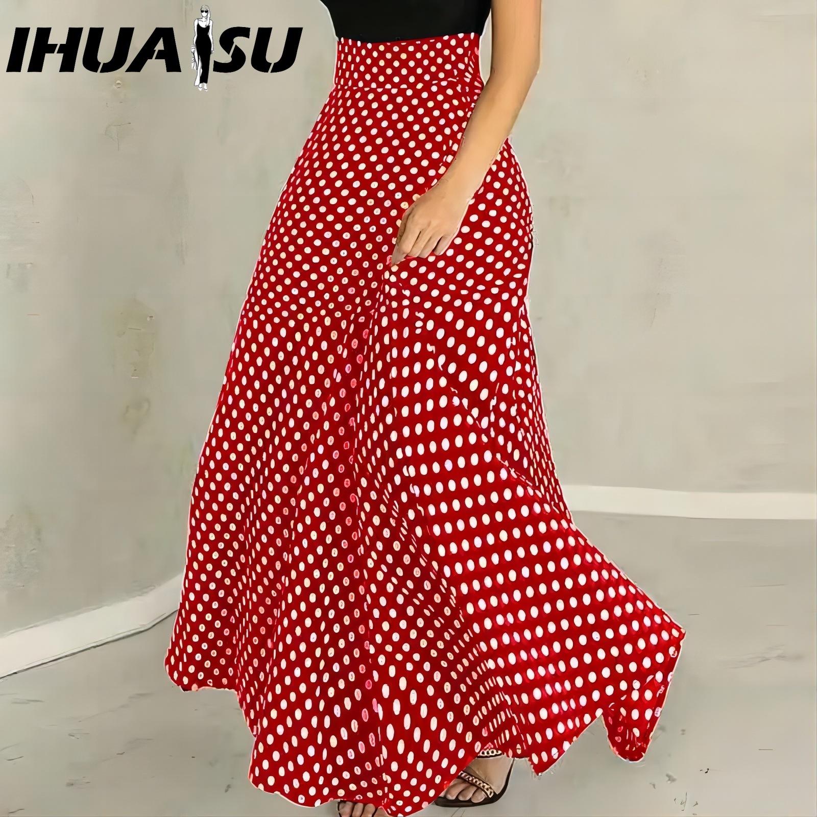 

IHUASU Жіноча Мода Повсякденна Літня Весняна Спідниця XXXL червоний