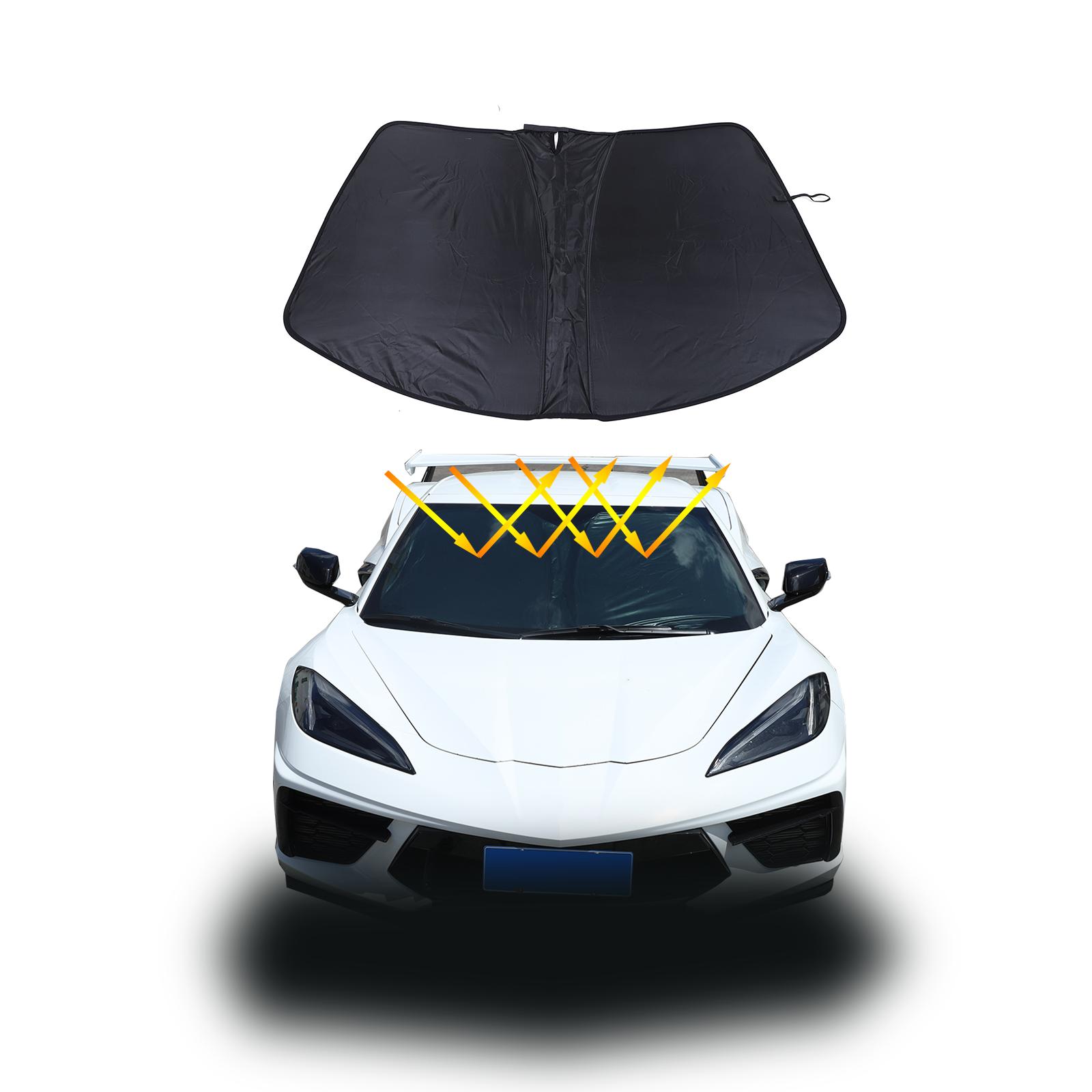 Foldable Car Sun Shade Windshield Window Sunshade Cover For Corvette C8 -25