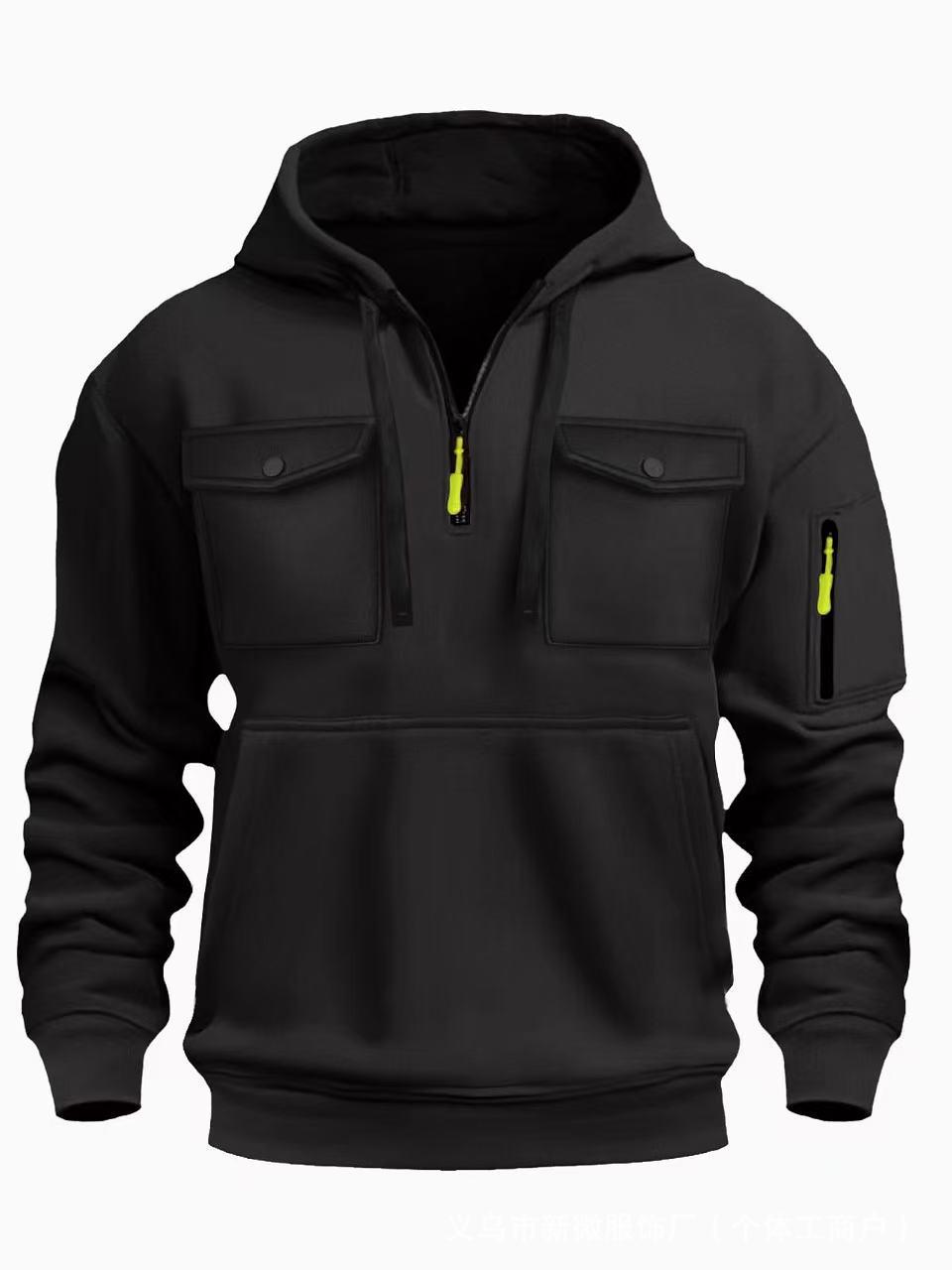 

Men s Trendy Autumn/Winter Zipper Hoodie - Casual Pullover M чорний
