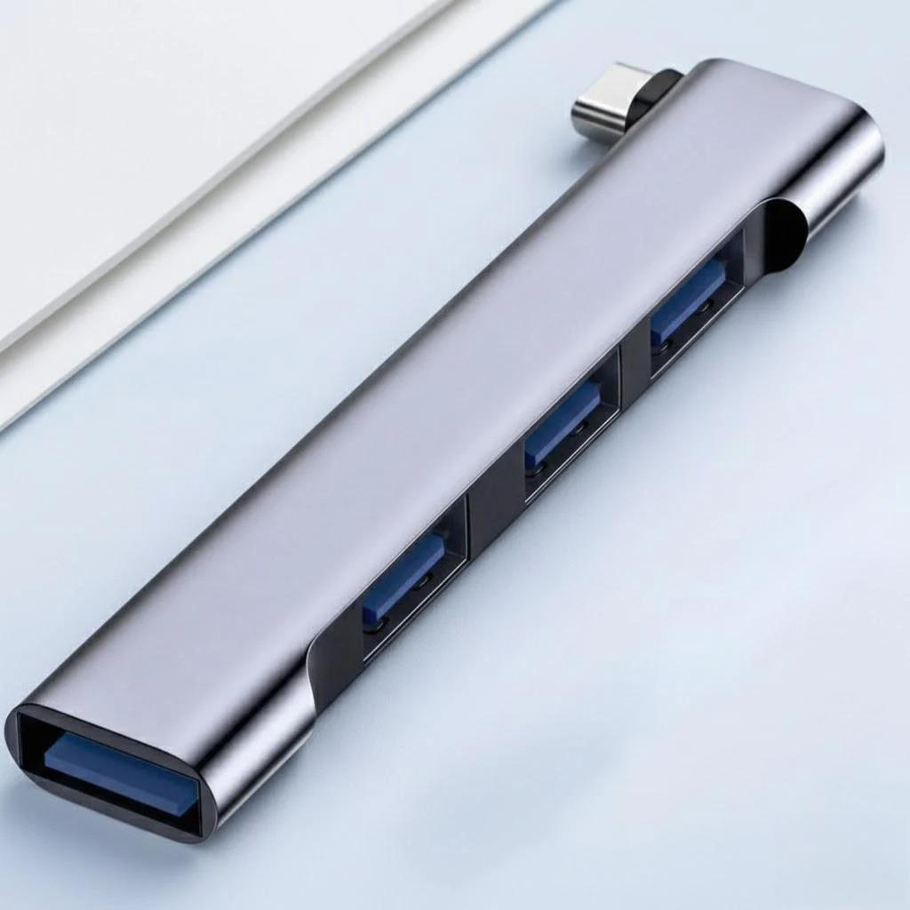 

USB 3.0 Hub Splitter 4 Port Type-C Fast Charging 60W Plug and Play Compact USB Hub for Laptop PC MacBook