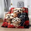 Cute Xishi dog pattern Flannel printed blanket suitable for all seasons suitable for living room office sofa and travel