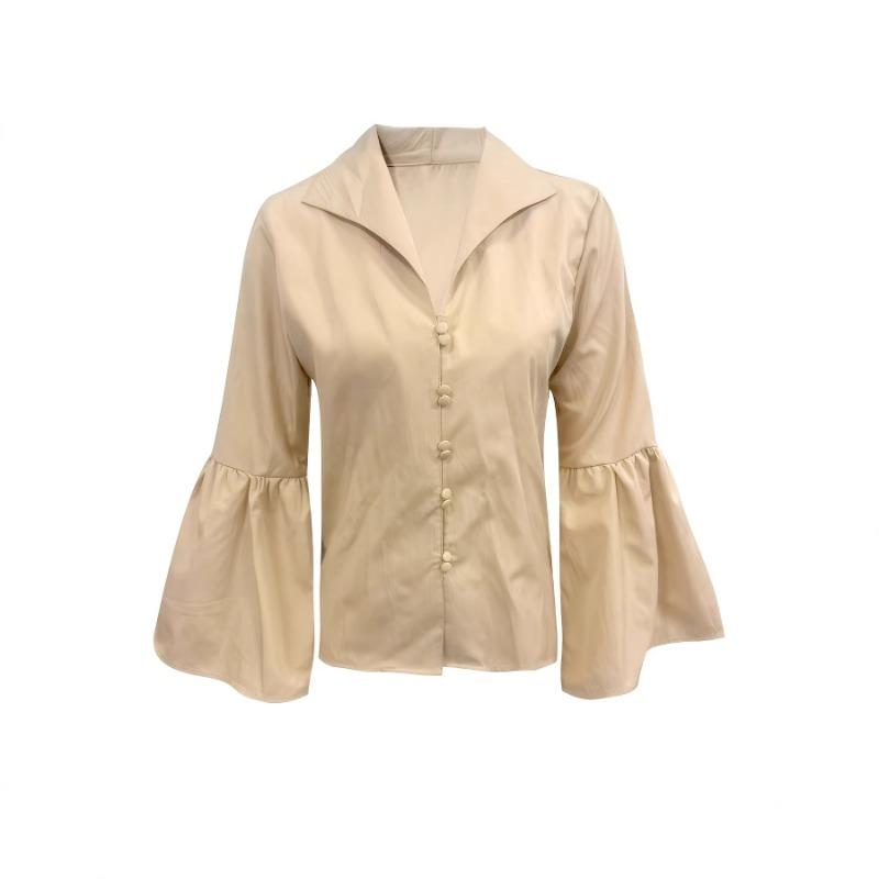 Damen Satin Bluse mit Bindekragen Langarm Elegant Lockerer Schnitt Büro Freizeit Seidiges Einfarbiges Oberteil