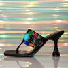 Design alla Moda Fibbia con Pietra Colorata Pantofole da Donna Sandali Gladiatore Mules Estive Ciabatte Scarpe Tacco Basso Infradito Taglia 36-42