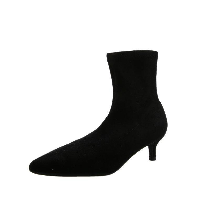 Women's Fine Heel Cotton Boots Winter New Pointed Suede Thickened Sleeve Anti-slip Wear-resistant High Heels
