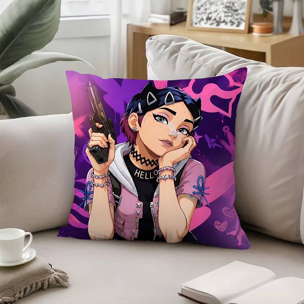 Cute C-Clove V-ValorantS Throw Pillow Covers Pattern Cushion Cover Suitable For Sofa Bedroom Car Pillow Cover
