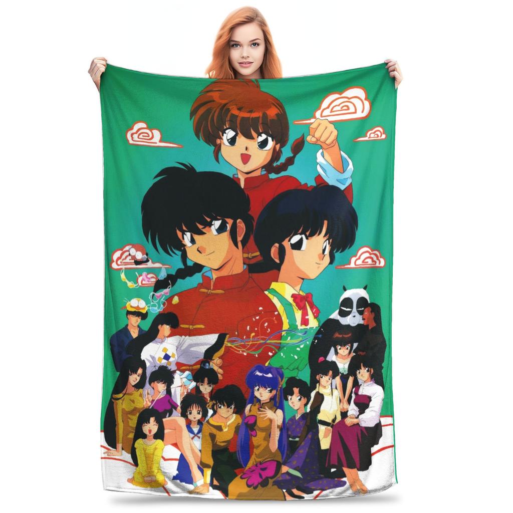 Ranma And Akane Tendo Blanket Fleece  Winter  Portable Soft Throw Blankets for Sofa Couch Bedding Throws,