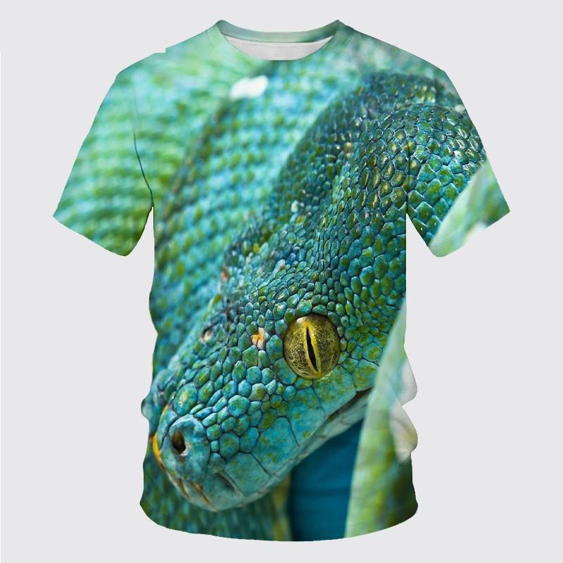 Summer Horror Creepy Snake 3d Printing Men s Women s Children s Domineering T-shirt Fun Cobra Breathable Light Sports XXS
