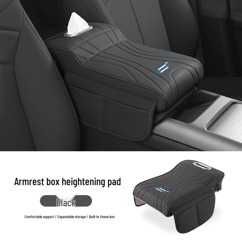 Car Armrest Heightening & Storage Pad with Tissue Box for Interior Decoration - Model z6x5x7plus