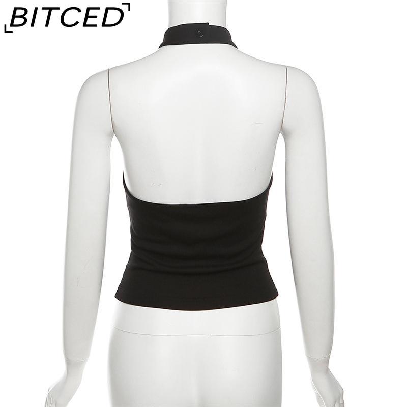 BITCED Summer Women's Solid-Colour Slim-Fit Streetwear Halter Neck Sexy Backless Tank Top