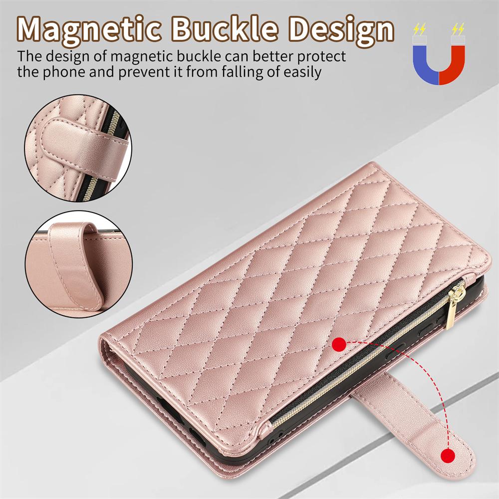 Crossbody Leather Necklace Rope Zipper Wallet Phone Case for Samsung S25 20 S24 S23 Ultra S22 S21 FE S20 Plus 10 Pro Cover