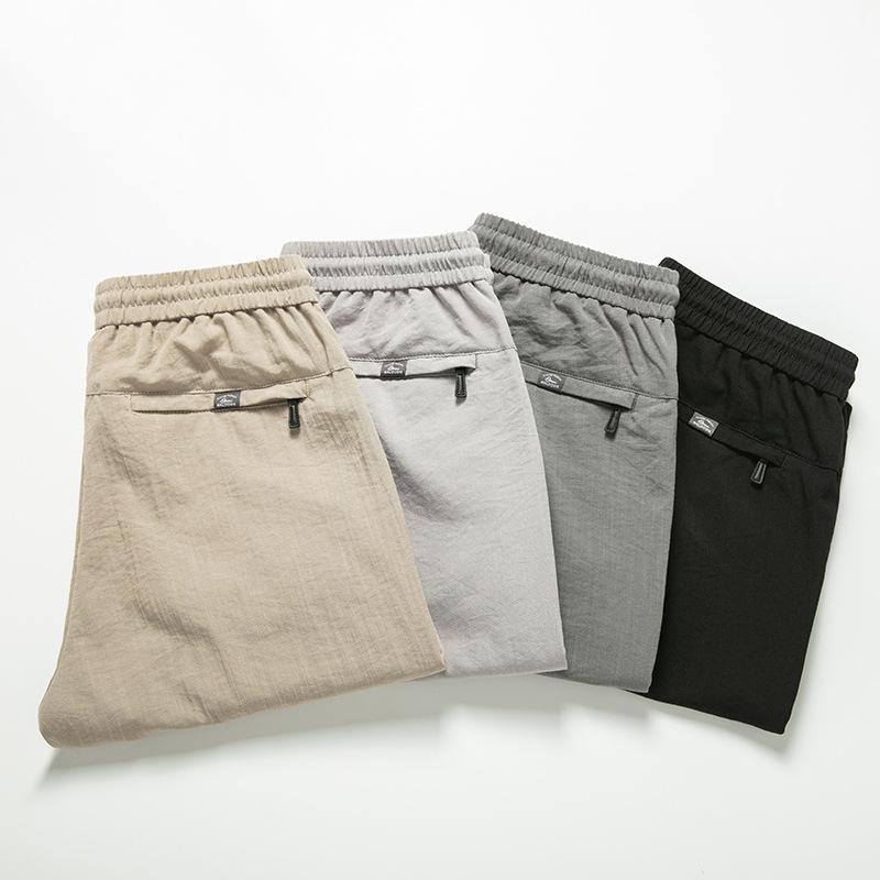 

Летние тонкие брюки, мужские повседневные брюки, прямые свободные брюки с пятью точками, мужские эластичные брюки