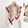 100% Silk Crepe Square Scarf Women Fashion Office Decorative Lace Neckerchief
