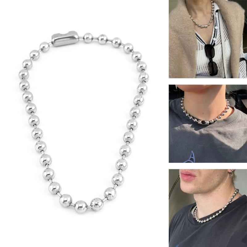 Hip-hop Metal Ball Bead Aesthetic Necklace Fashion Simple Clavicle Chain Women