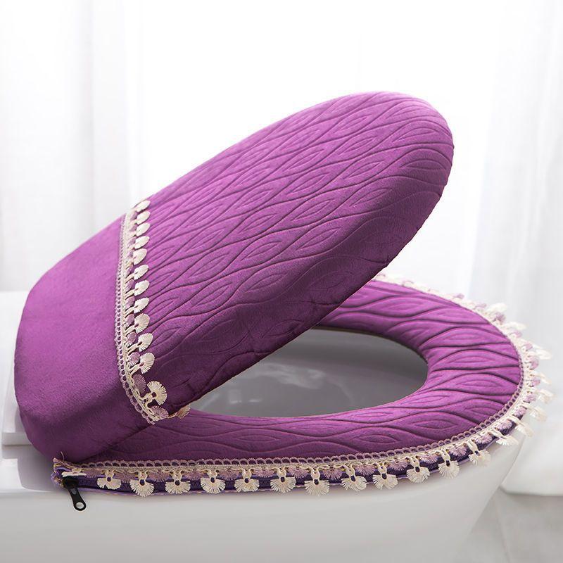 

Four Season Universal Thickened Toilet Cover Pad Bottom PU Waterproof and Anti Fouling Seat Cushion U-shaped Zipper Toilet Mats Easy To Install Pad 2pcs