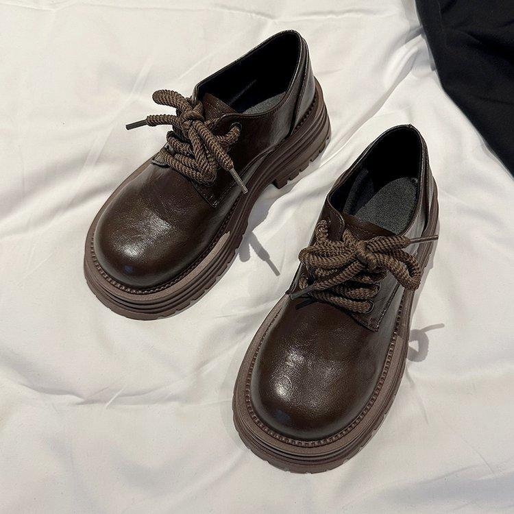 

British style retro fashion small leather shoes women s 2025 autumn and winter new thick-soled heightening small loafers single shoe trend 40
