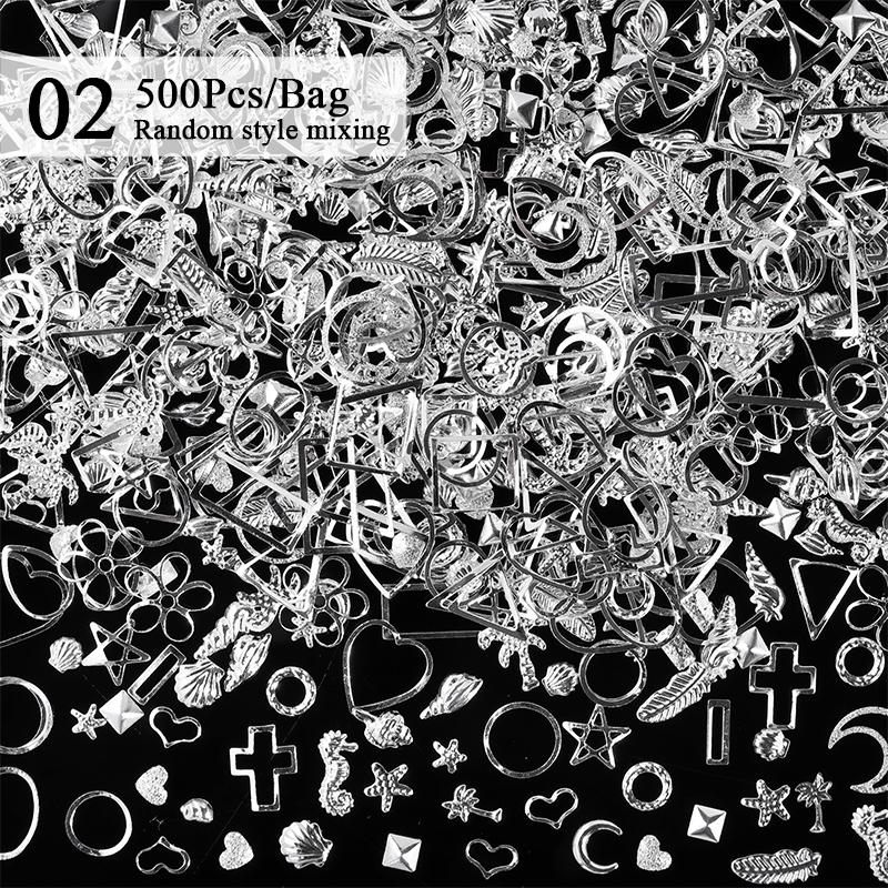 100Pcs Aurorals Nail Art Decoration Shell Pearl 3D Nail Charms Mixed Style Colorful Resin Butterfly Bowknot Manicure Nail Supply