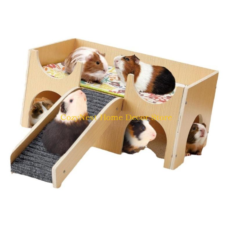 92MF Large Guinea Pigs House Cave Narural for Small Pet Hamster Playhouse with Easy Access Large House