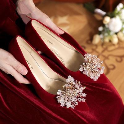 Bridal Shoes Wedding Shoes Red Stilettos Women's 2025 New Models Are Not Tired Toasting Chinese Xiuhe Wedding Shoes