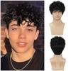 Synthetic Short Afro Twist Hair Half Wig for Black Men Clip In Toupee Male Wig Rock Party