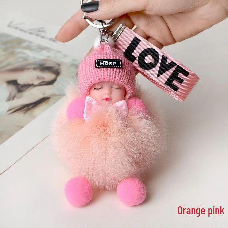 

Брелок для спящей куклы из натурального меха лисы