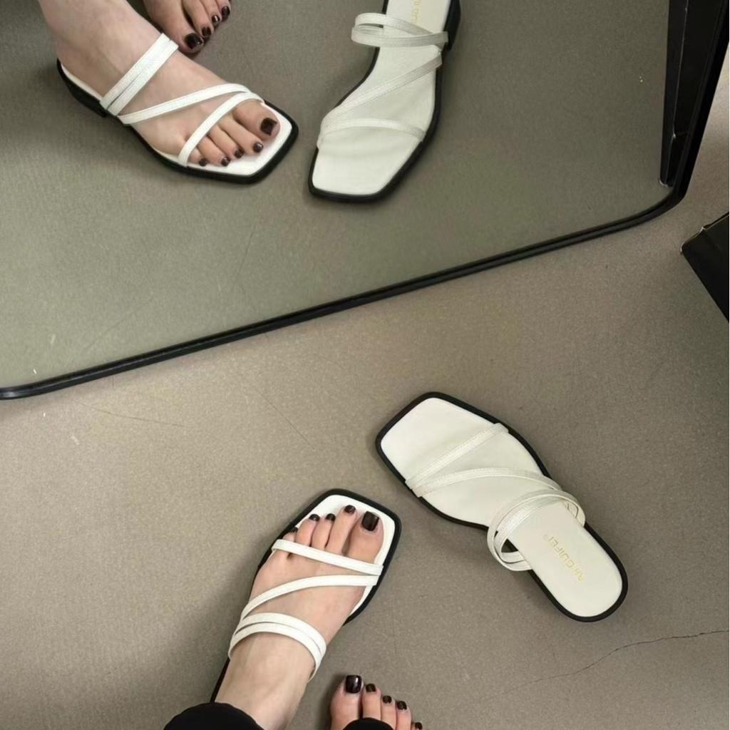 Hausschuhe Damen Sommer Draußen Neu Niedrig Absatz Zehensandalen Damen