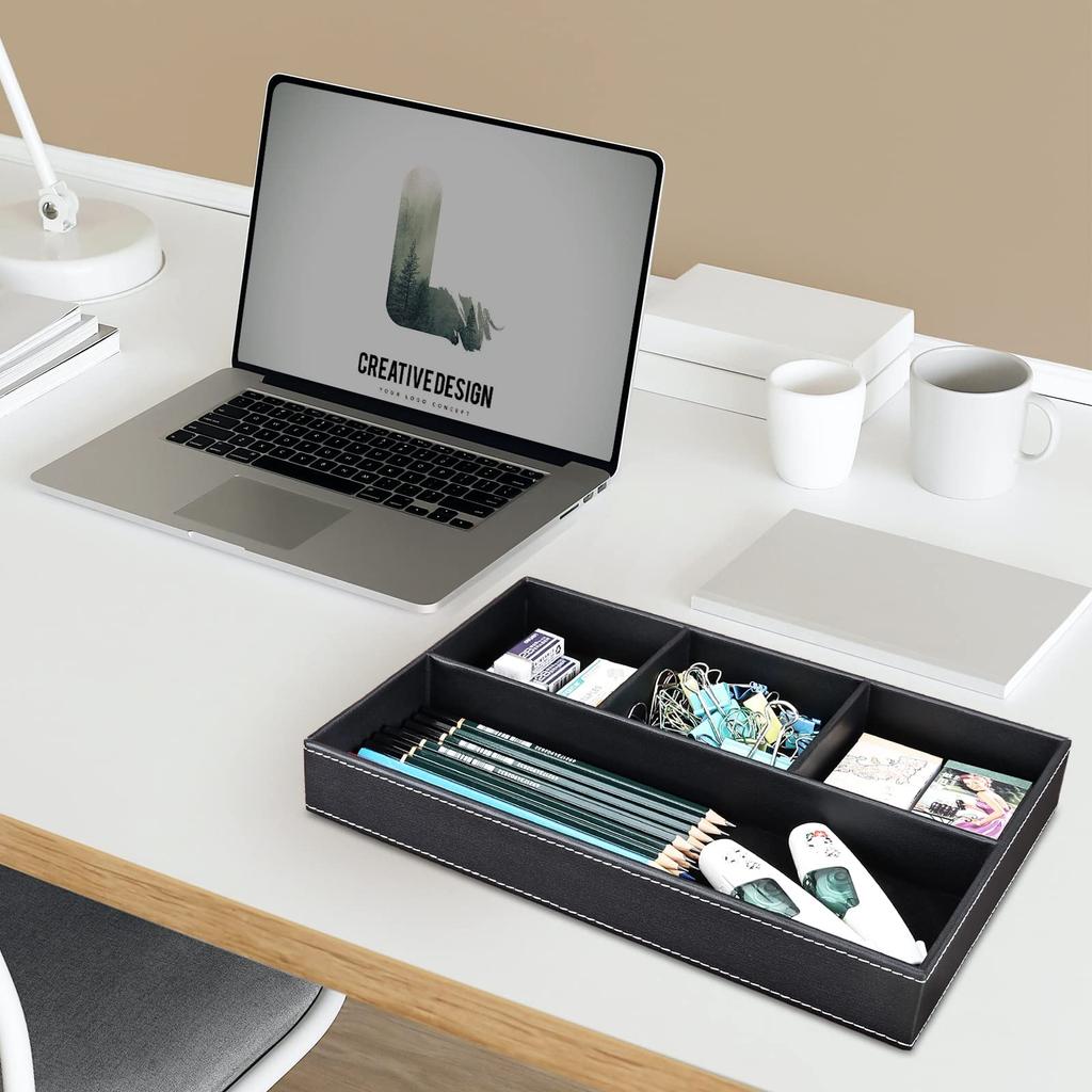 Richblue Storage Small Item Tabletop Drawer PU Leather Desk Drawer Organizing Desk Small Item Key Entryway Storage Stylish Tray, Holder, Tray, Tray,