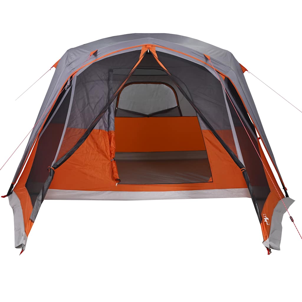 Family Tent with Porch 6 Person Gray and Orange Waterproof