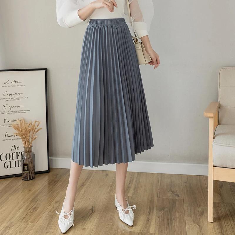 2025 Spring Summer Women's Ice Silk Chiffon Pleated Wide-Leg Loose Casual Long Pants
