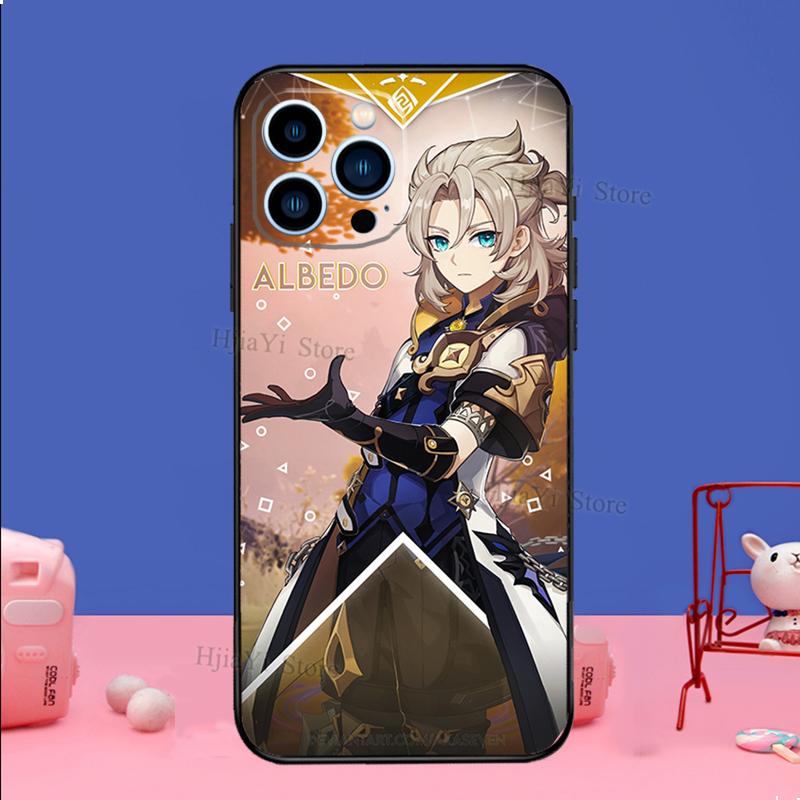 Genshin Impact Albedo Phone Case For iPhone 16 15 11 12 13 14 Pro Max Mini X XS XR Plus SE2 Funda Coque Capa Cover