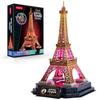 Cubic Fan Eiffel Tower with LED, L534h, Craft Kit, 3D Puzzle, Model Building Kit, Elementary School Student