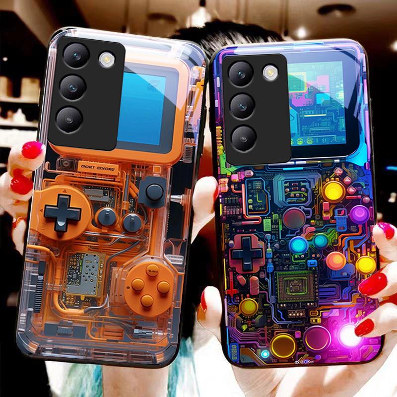 Barevný stroj pro Y72 33S 11 03 36 96 Lite 35 16 Iqoo 12 V40 SE 5G 29 40 21 30 X80 Pro Vivo Tvrzené sklo Kryt na telefon Černý