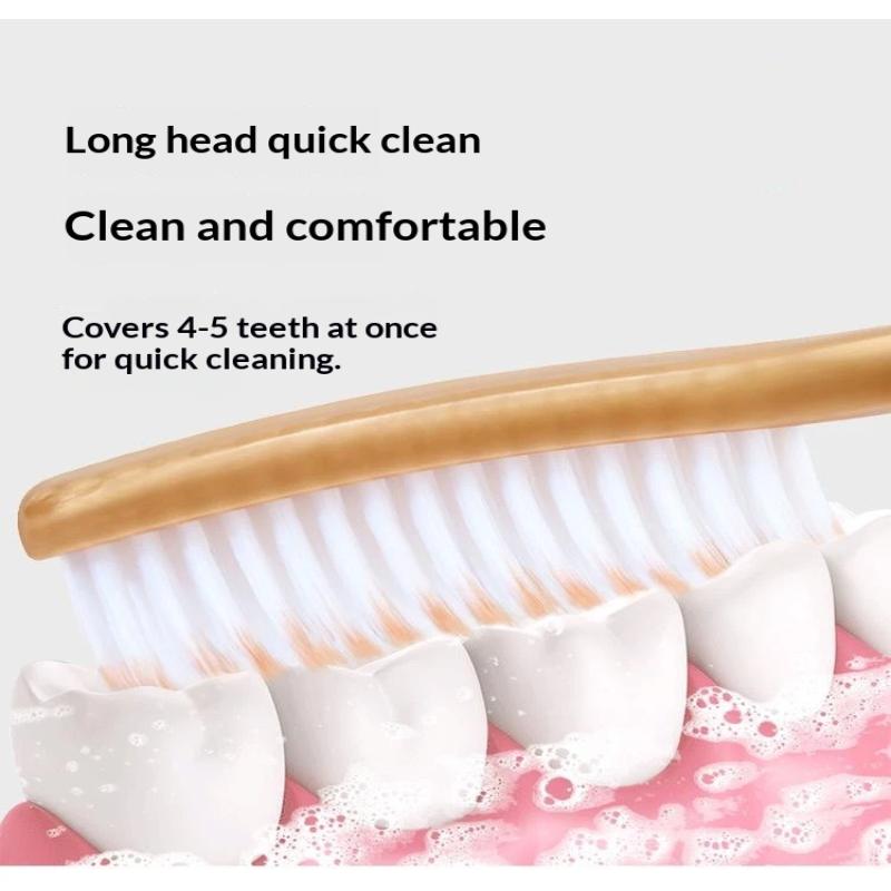6 Pack Soft Bristle Toothbrushes Extra Long Curved Head Gentle Deep Cleaning For Daily Oral Care Whole Family Use